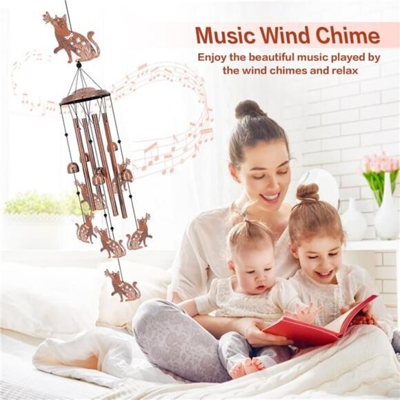 Cat Wind Chimes Outdoor Cat Gifts for Women/Men/Mom/Grandma/Wife/Friends - Picture 3 of 7